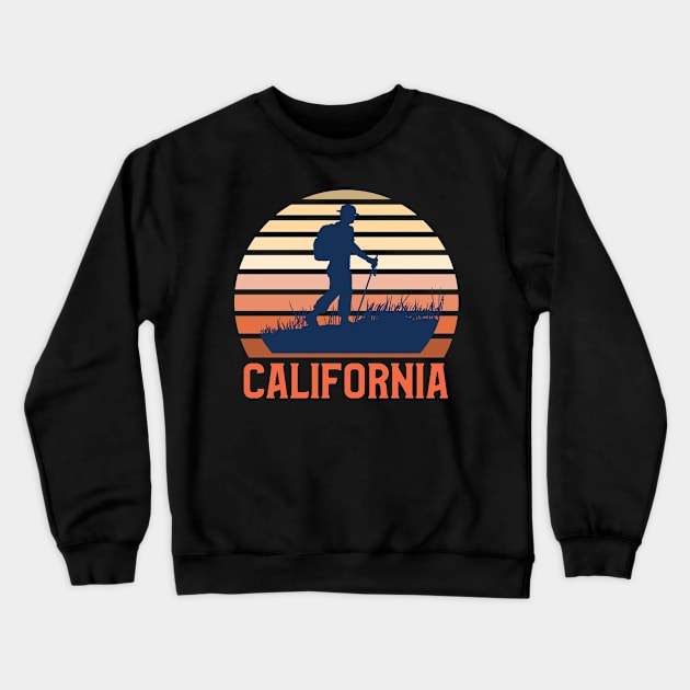 California Sunset, Orange and Blue Sun, Gift for sunset lovers T-shirt, Camping, Camper with a Stick Crewneck Sweatshirt by AbsurdStore